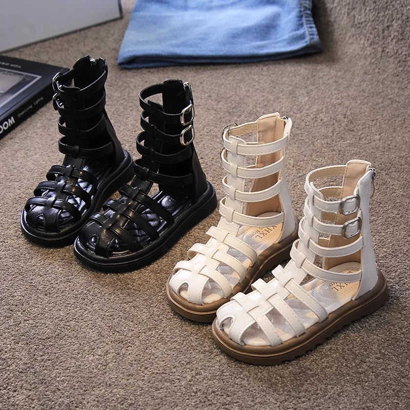 ABC女童包头凉鞋2025夏季小女孩洋气防滑高筒罗马鞋中大童沙滩鞋