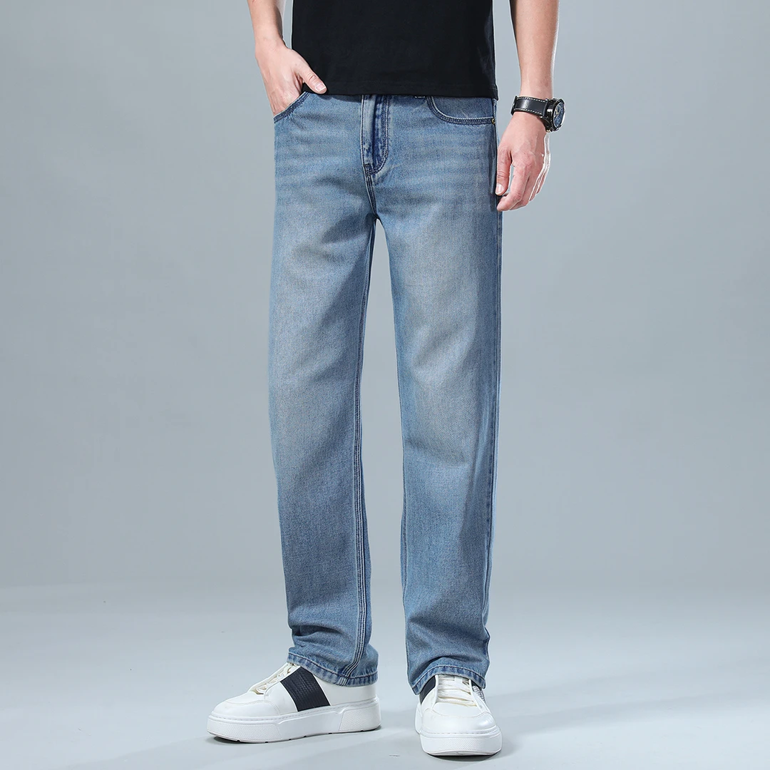 香港夏季薄款男士直筒冰丝牛仔裤男夏季薄款裤子男款爆款2025新款
