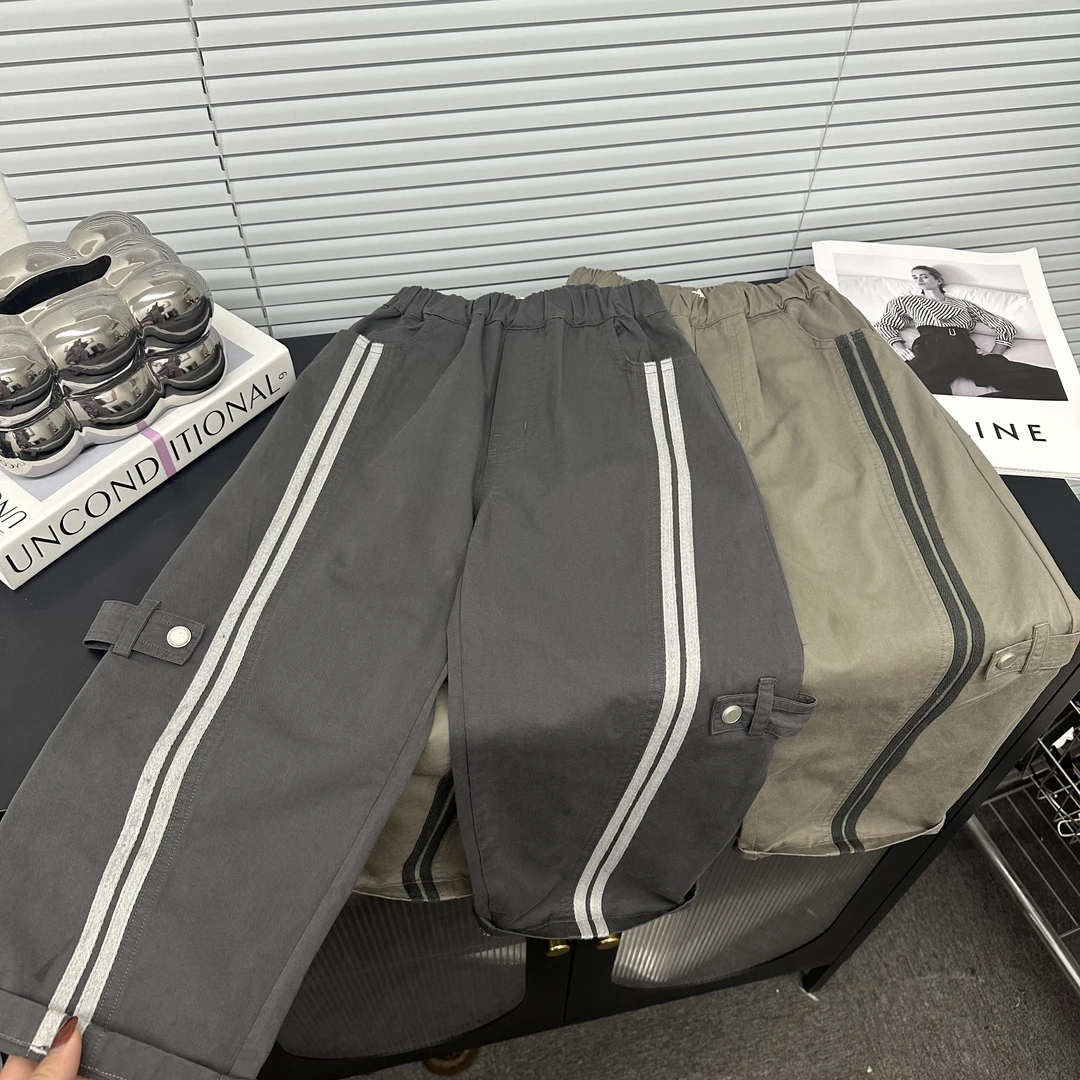 男童拼接休闲裤春装上新2025韩版时尚百搭中大童设计师款棉布长裤