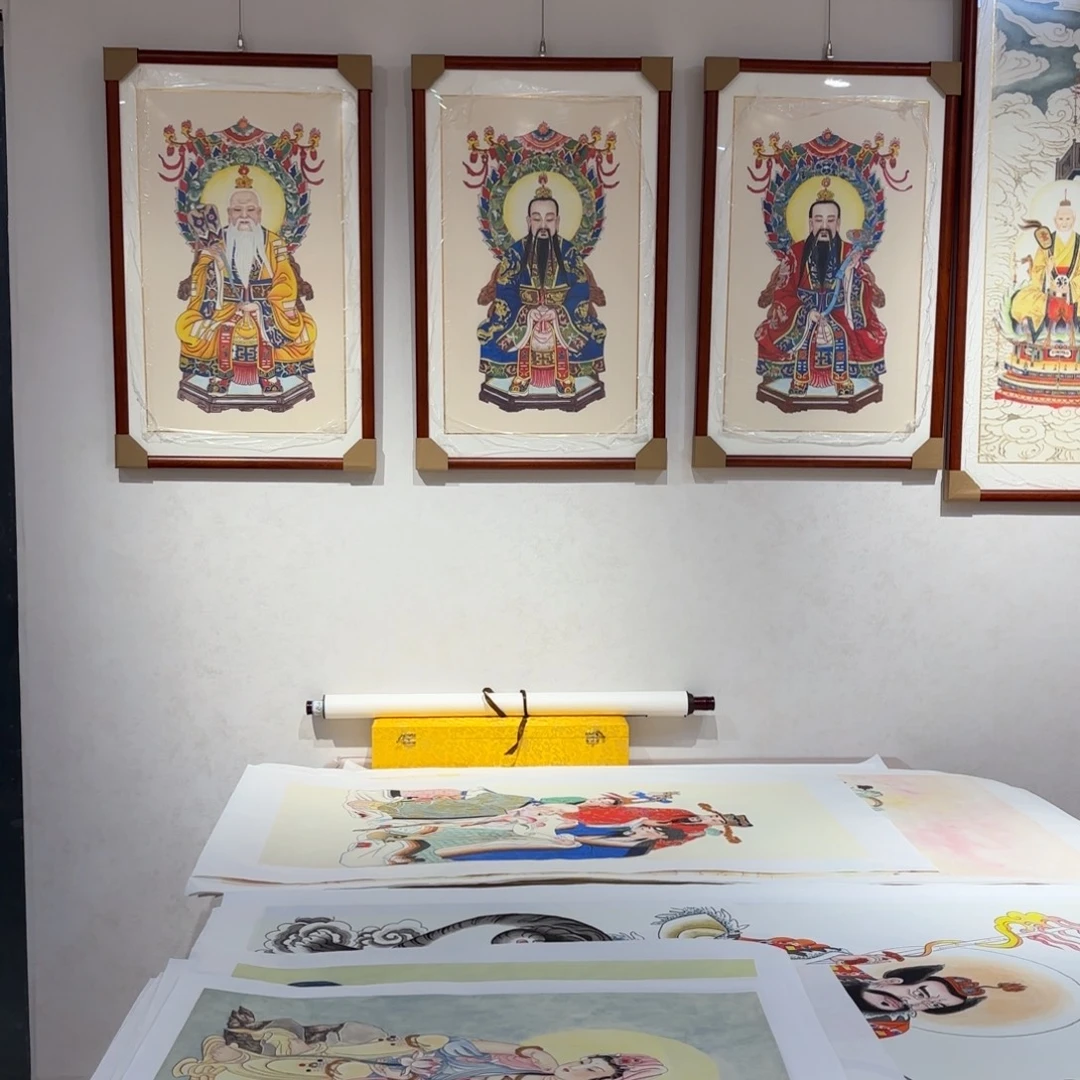 风***凉国画三清祖师画芯