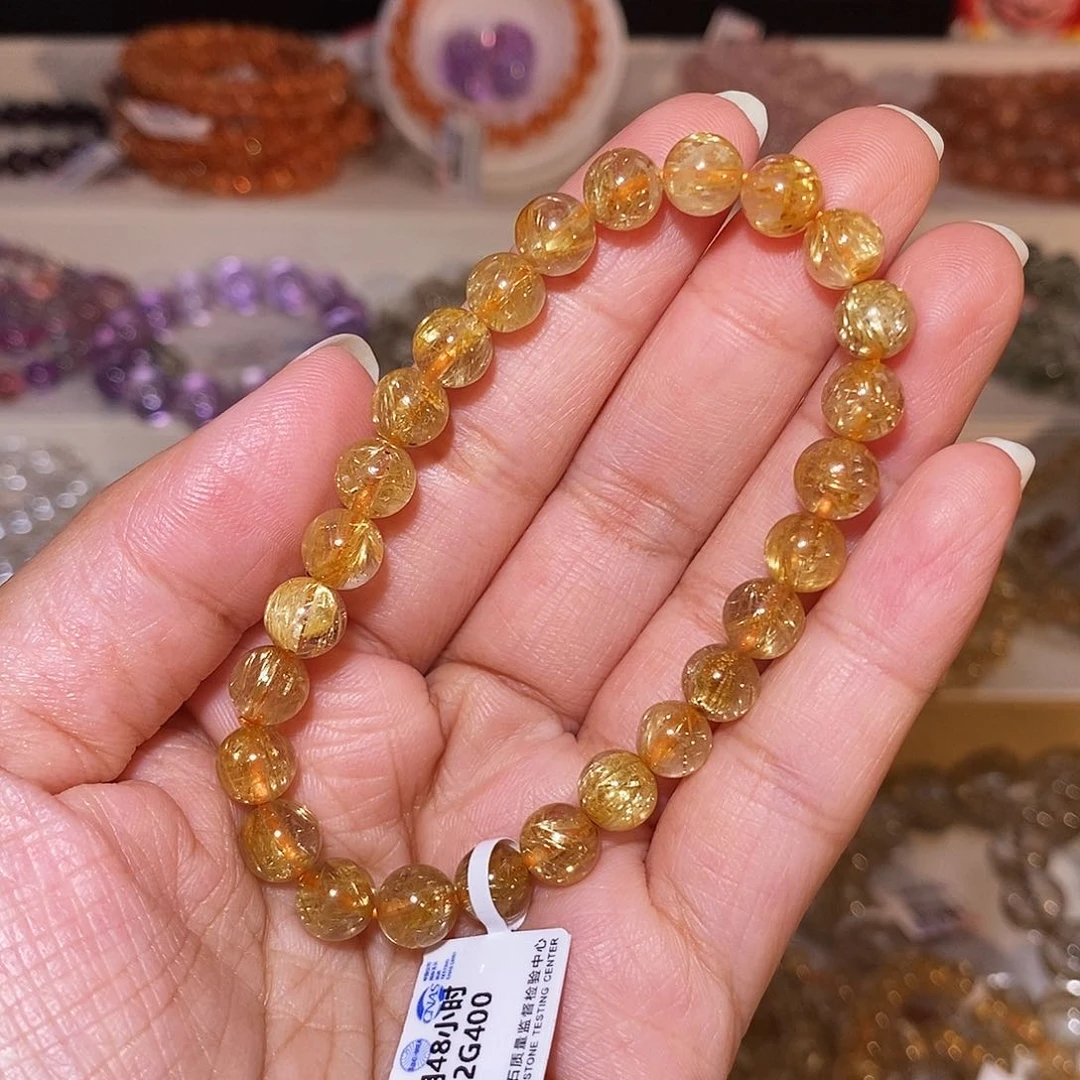 发晶手串未镶嵌金发7m