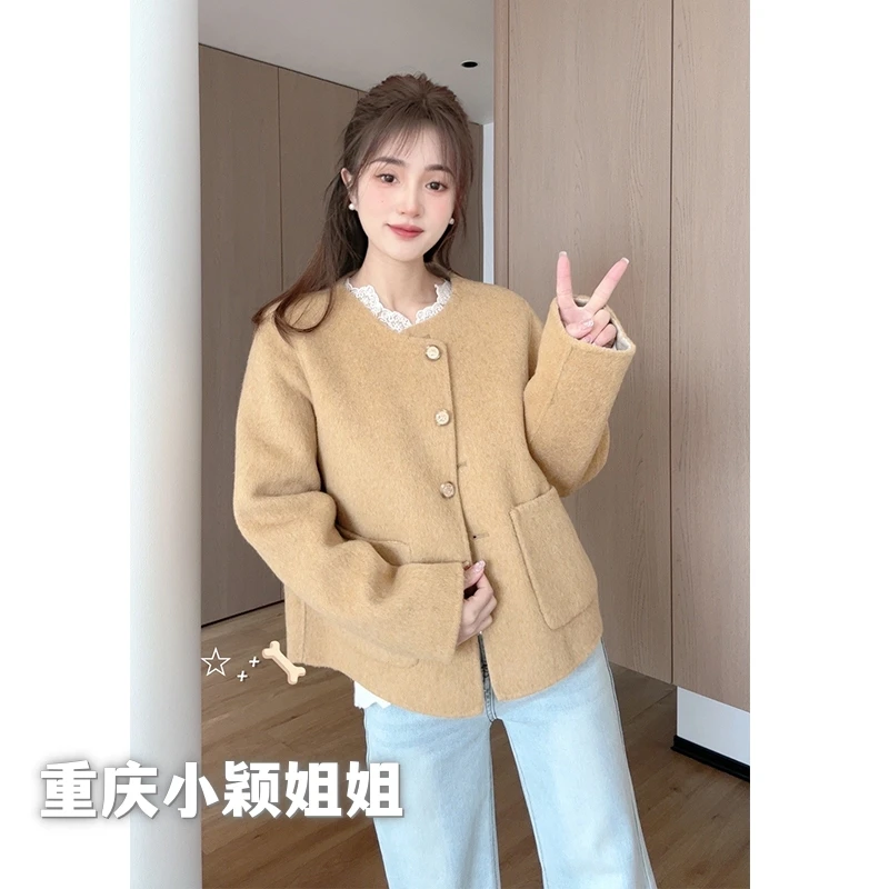 2025【双面穿】时尚羊毛大衣春款小香风外套-8890