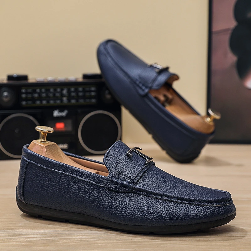 豆豆男鞋秋季新款一脚蹬软底驾车鞋青年鞋子男款休闲百搭乐福鞋男
