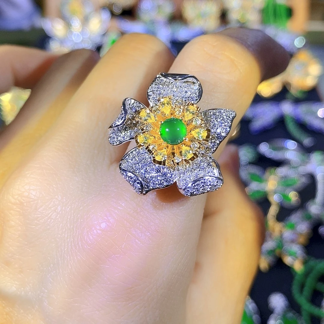 吊坠(不含链)银S925镶嵌翡翠