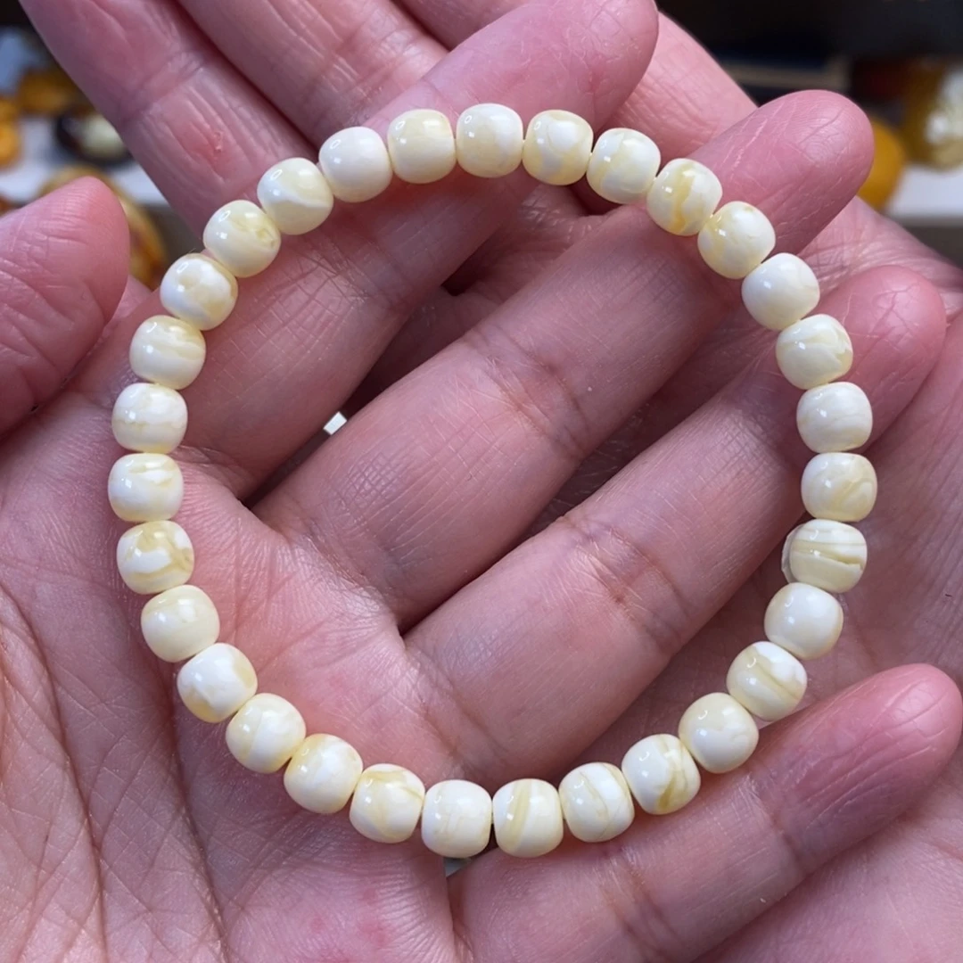 未镶嵌琥珀裸石虎皮纹老型手串6.6