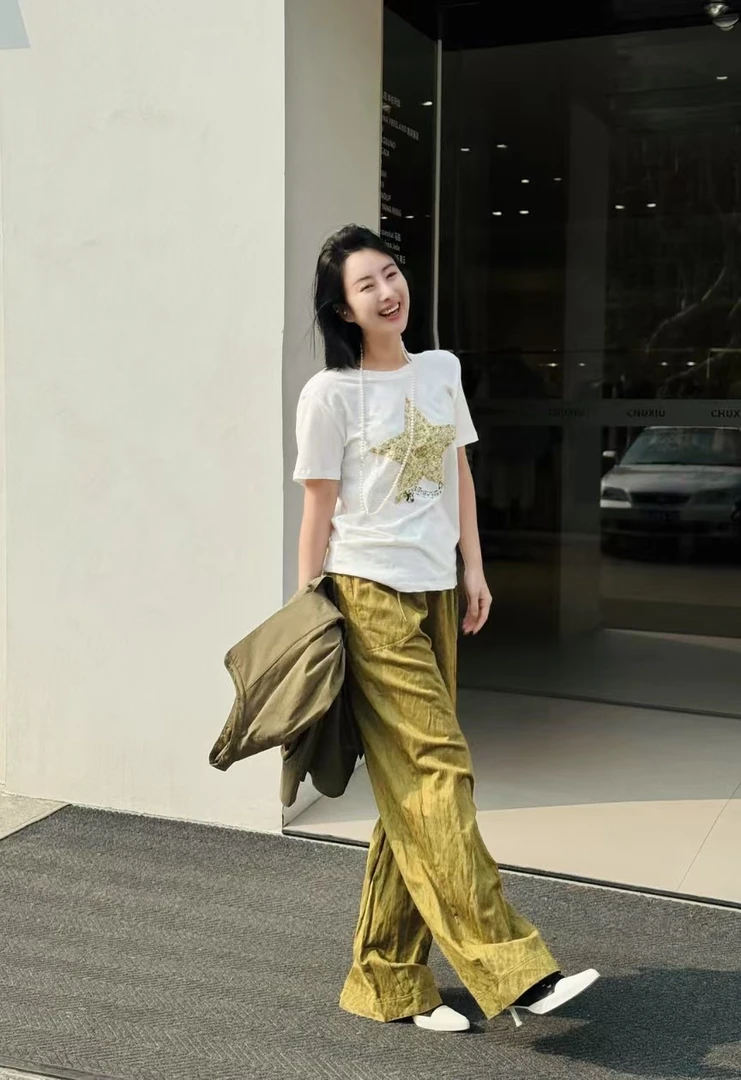 五角星印花圆领T恤