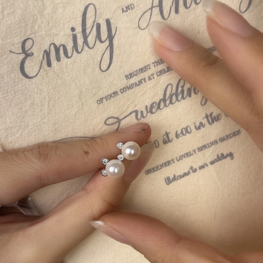 海水珍珠银S925镶嵌耳饰