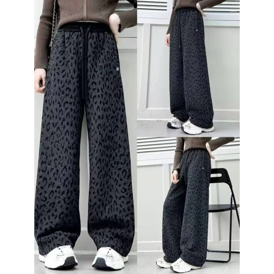 大漂亮家豹纹加绒糯米裤