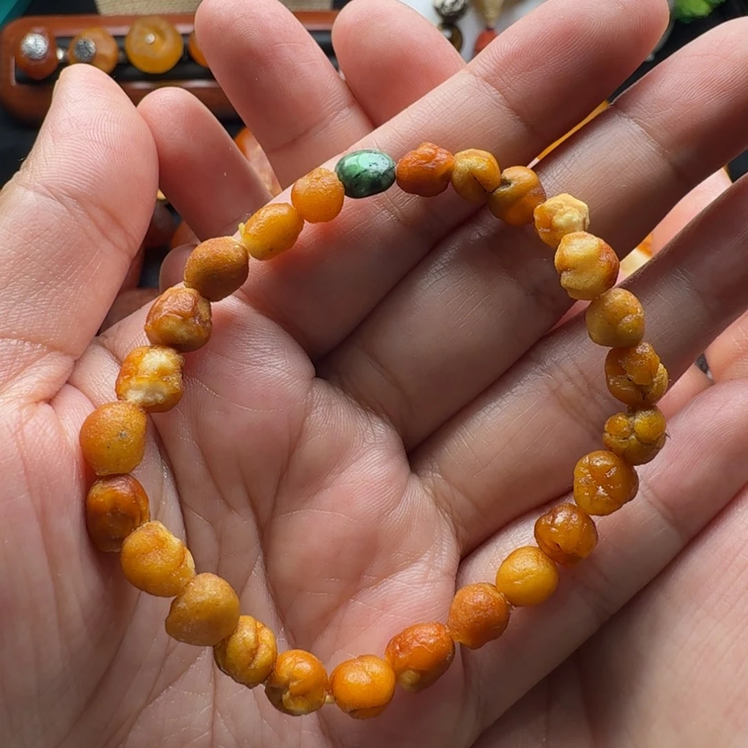 琥珀裸石未镶嵌清水漂海漂手串