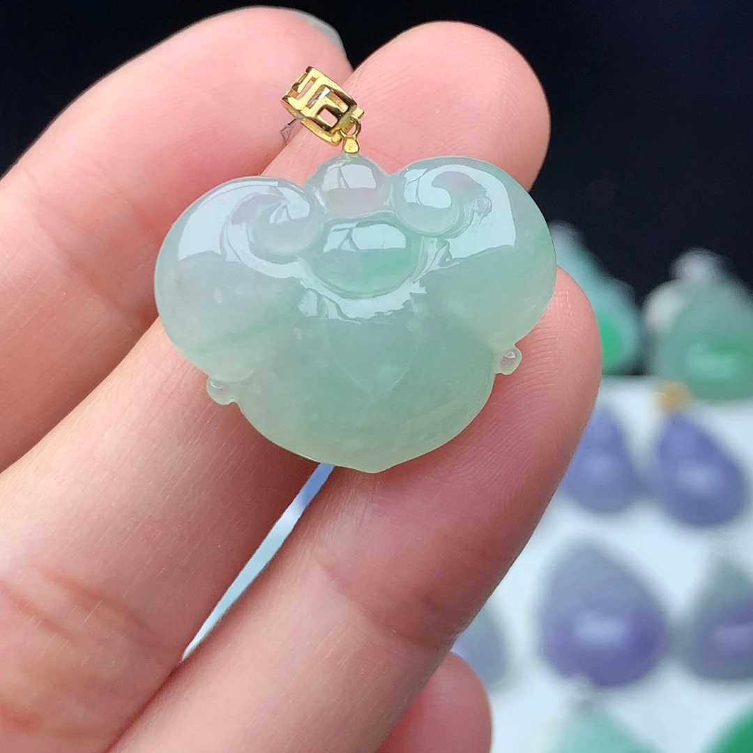 翡翠18K金镶嵌吊坠(不含链)