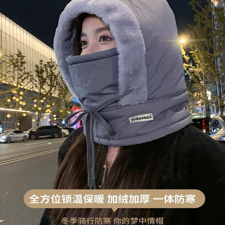 爆款冬季加绒保暖护耳雷锋帽子女大头围滑雪骑行防风防寒雪面罩帽