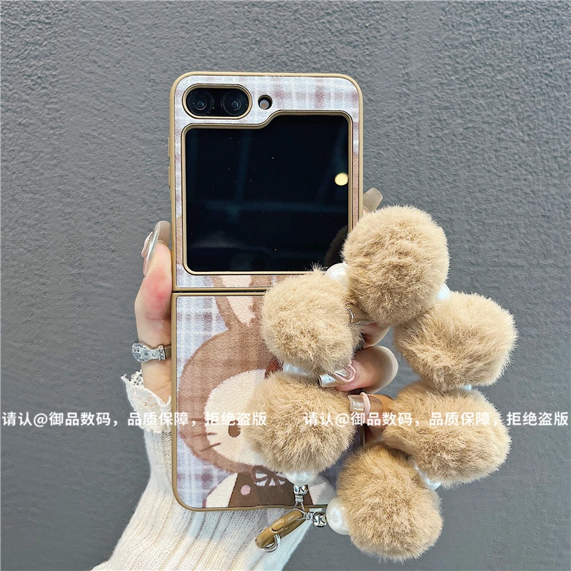 （三星zflip6系列）金属折叠皮纹适用三星zflip6/zflip5手机壳防摔