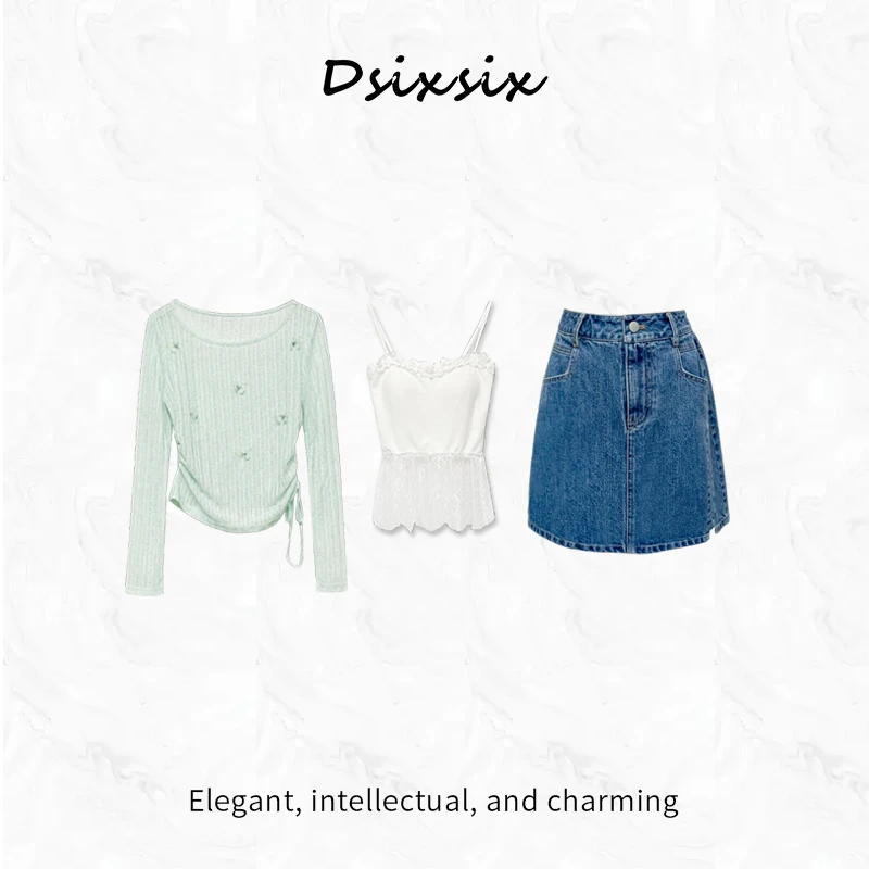 Yeah Me/也觅【仲夏蝶】夏季简约设计感小清新显瘦半身裙套装裙子