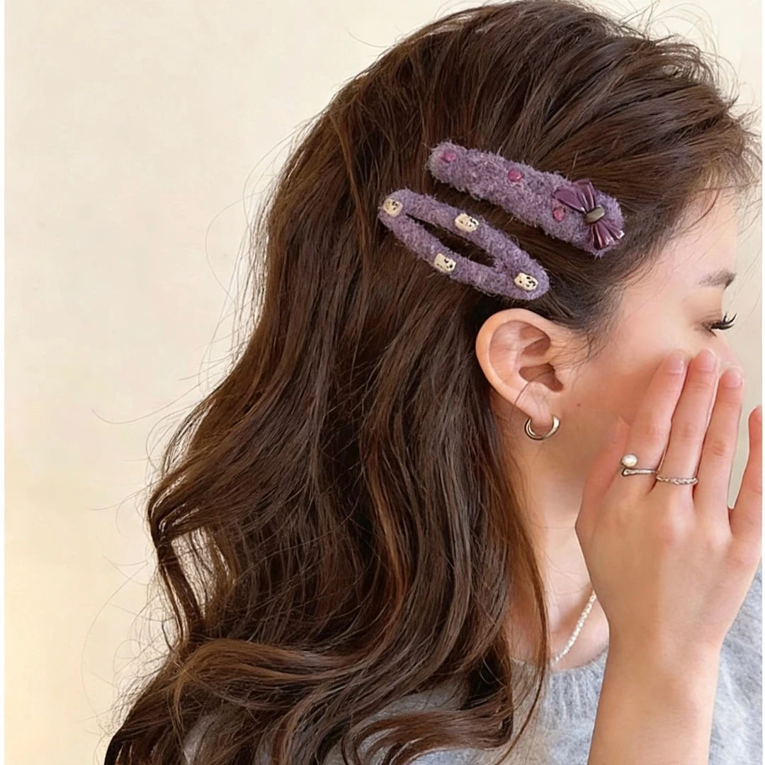 温柔紫色可爱小马毛绒侧边夹女前额刘海bb夹2026新款发夹百搭发饰