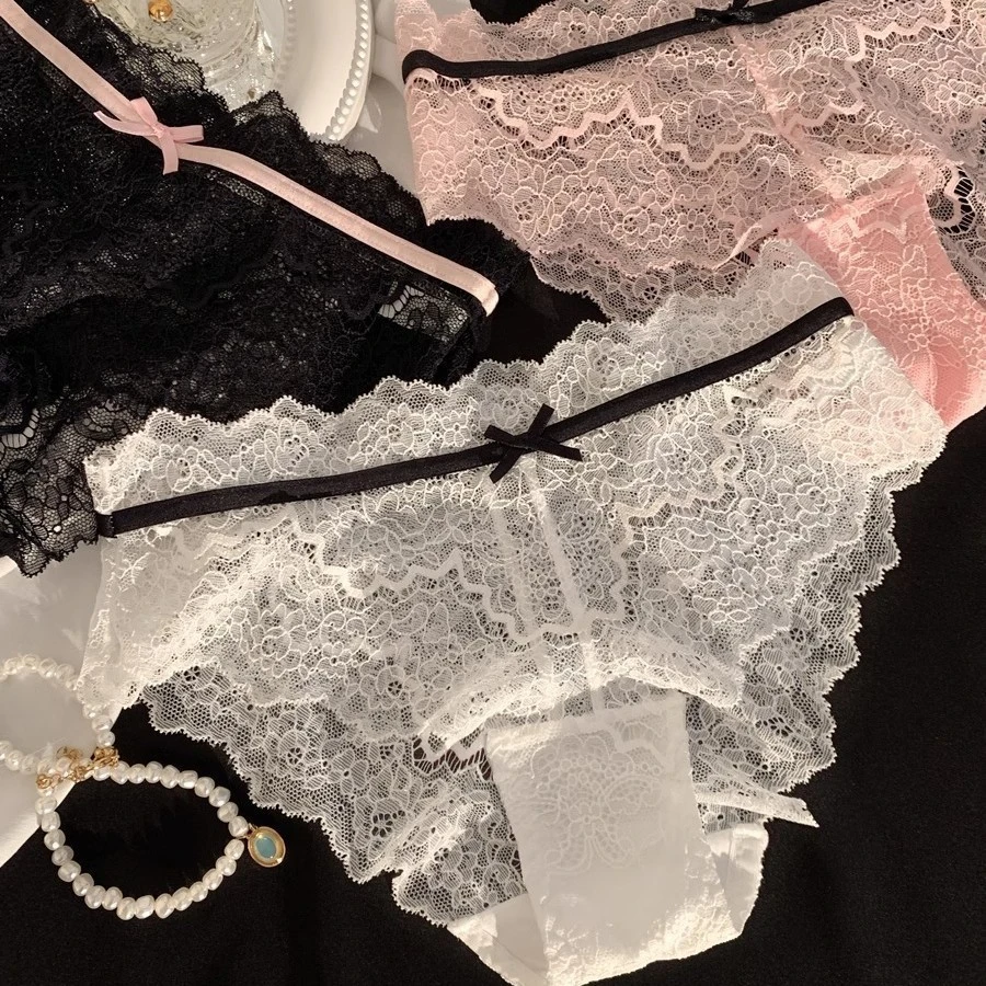 暧昧蕾丝 法式纯欲风蕾丝内裤女生低腰薄款网纱性感女士三角裤头