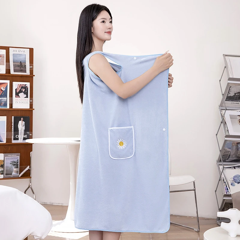 浴巾浴裙长款可穿浴袍吸水浴服洗澡家用吊带浴袍夏天薄款浴巾女