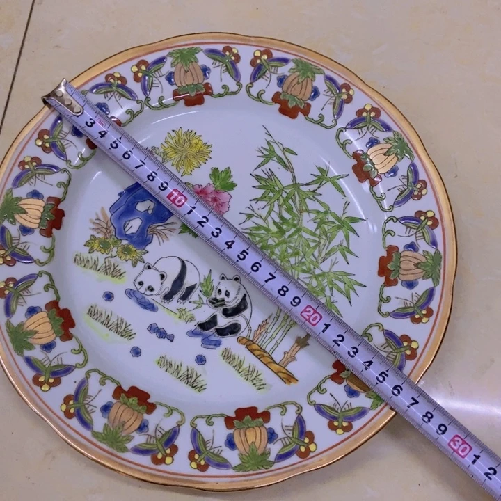 摆件26厘米熊猫盘子景德镇