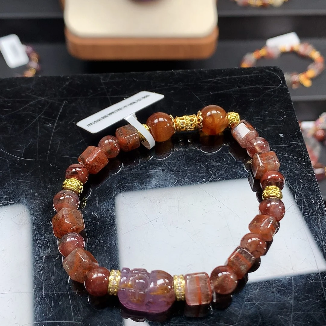 未镶嵌手链水晶极光紫钛金多多貔貅手链