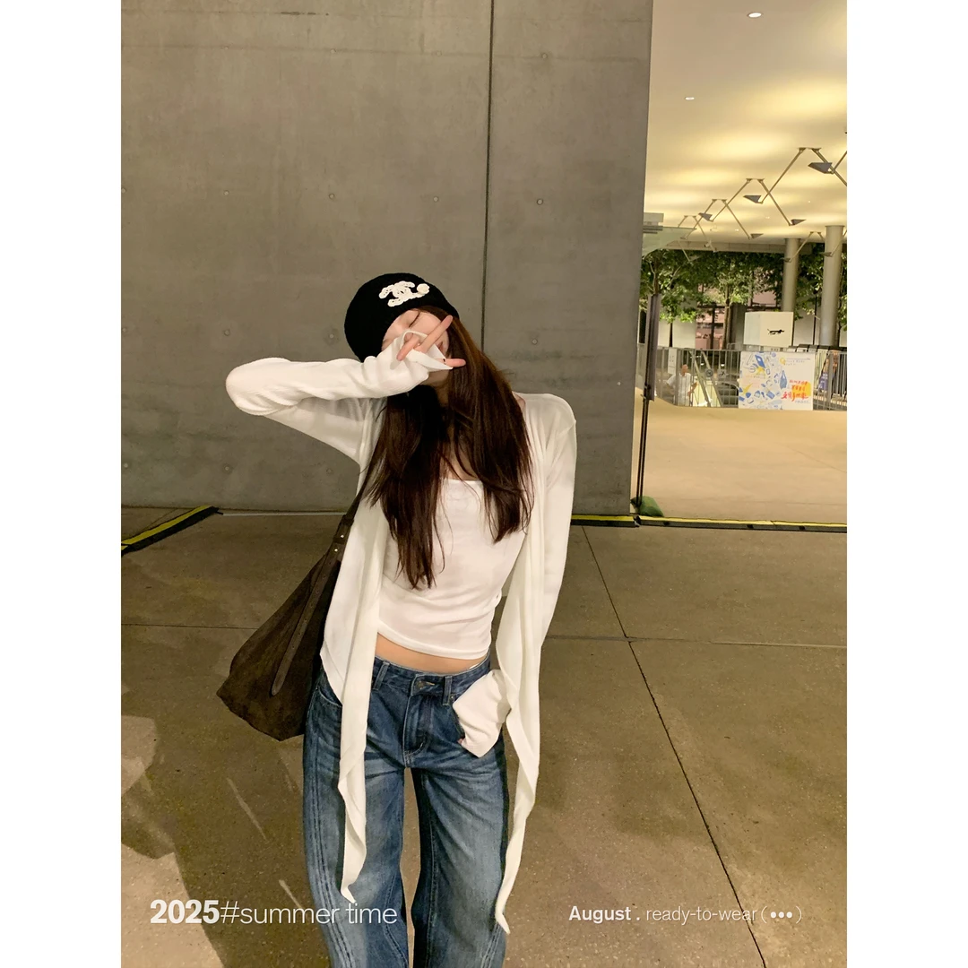 SUNONEONE 羊毛拼接针织开衫女早秋季修身长袖百搭上衣外套H1329M