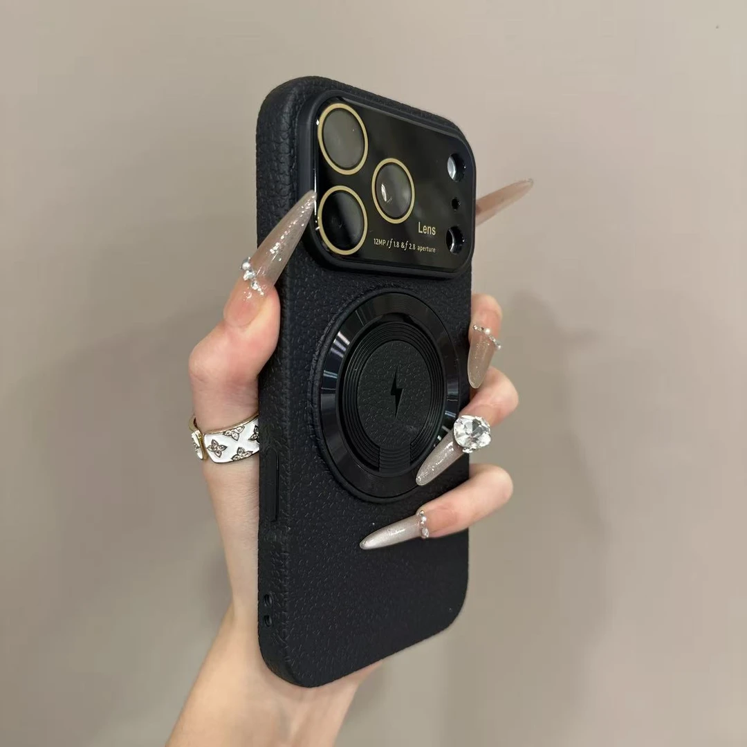 适用苹果17手机壳自带隐藏支架16promax大视窗磁吸充电iphone15镜