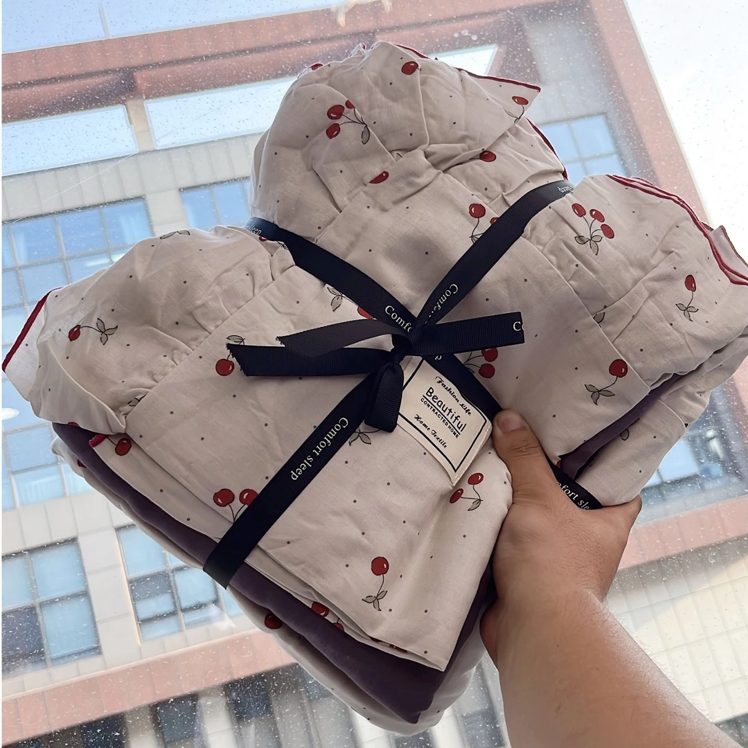 【双层纱花边四件套】裸睡全棉四季厚高端床品碎花四季款