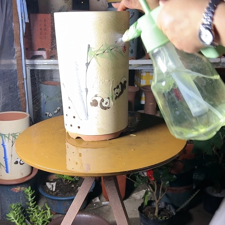 白熊猫笔筒小花盆花盆花盆花盆