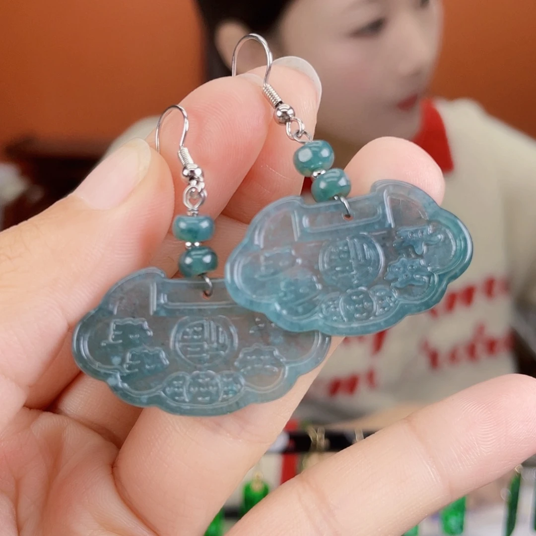 翡翠未镶嵌耳饰饰品