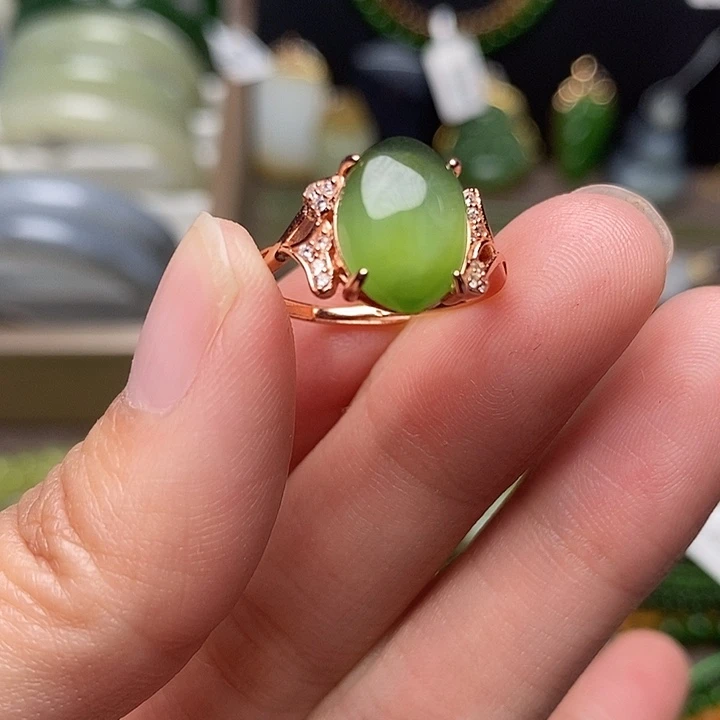 和田玉银S925镶嵌戒指