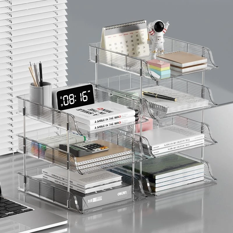 亚克力透明书桌收纳置物架分层书本收纳办公室文件收纳盒好物GGG