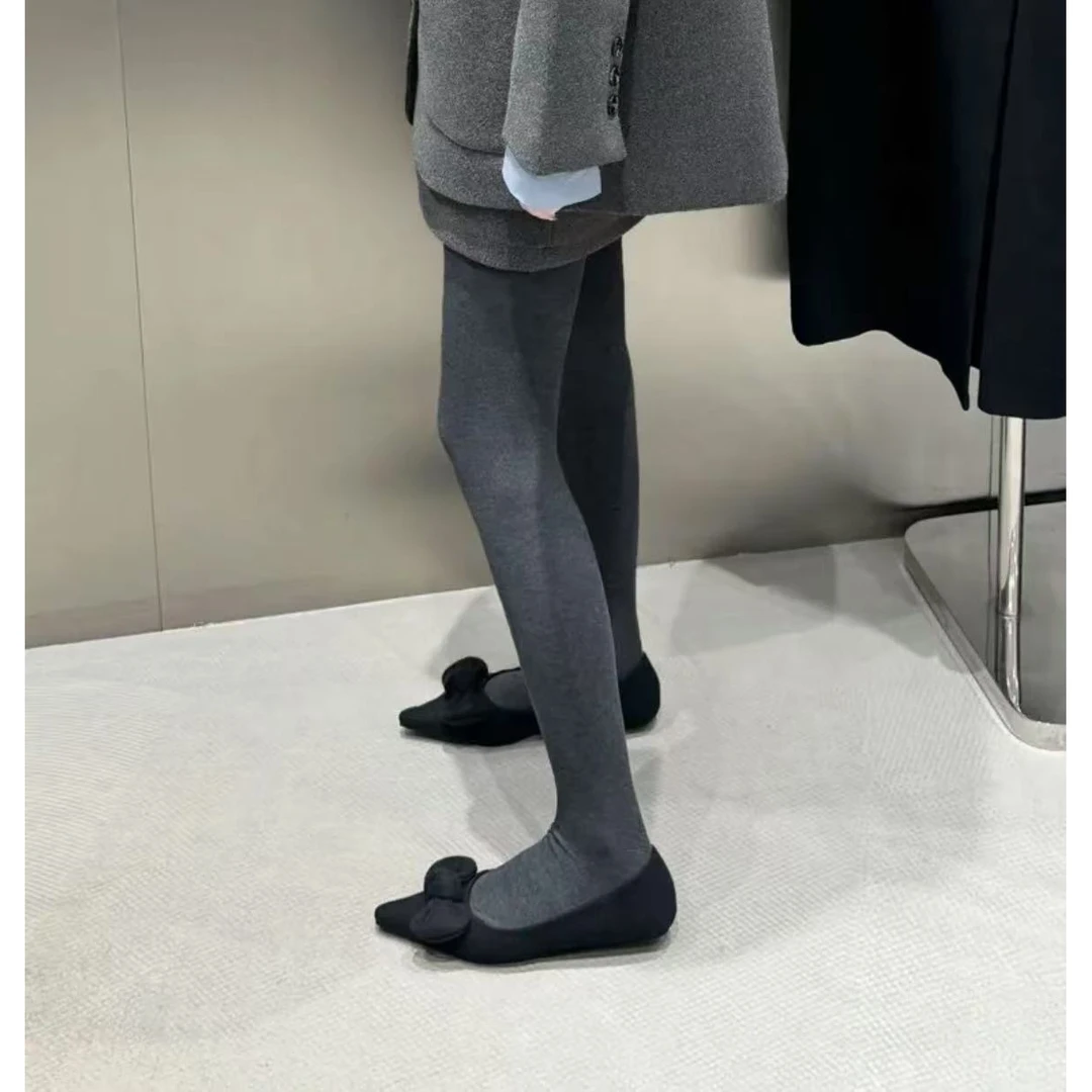 时尚百搭法式尖头蝴蝶结粗跟浅口百搭通勤单鞋513(蝴蝶结单鞋)