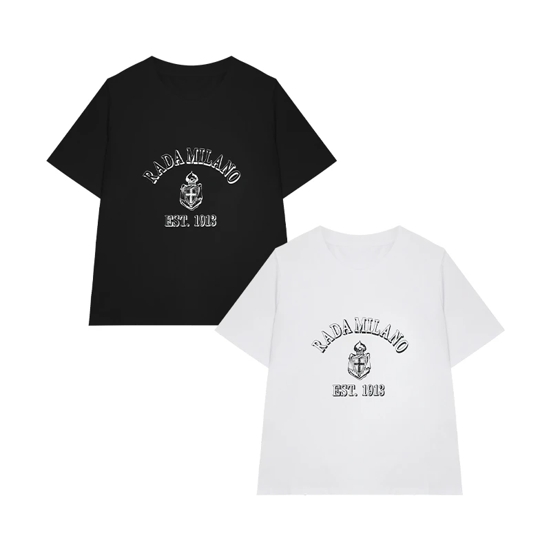 美式字母正肩T恤夏季新款休闲百搭显瘦宽松圆领印花女士潮流时尚