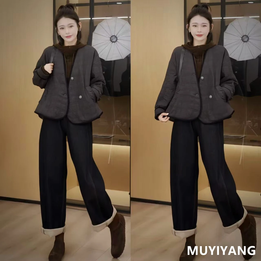 【尤品】独特设计感单排扣轻薄高定版棉衣外套 衣长63 25-509#