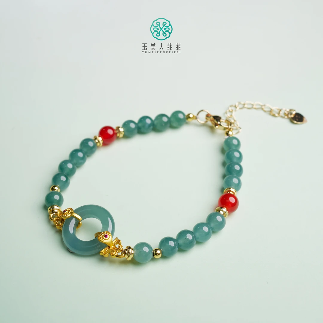 石惑珠宝+翡翠甜甜圈手链约5mm+-多样性发一