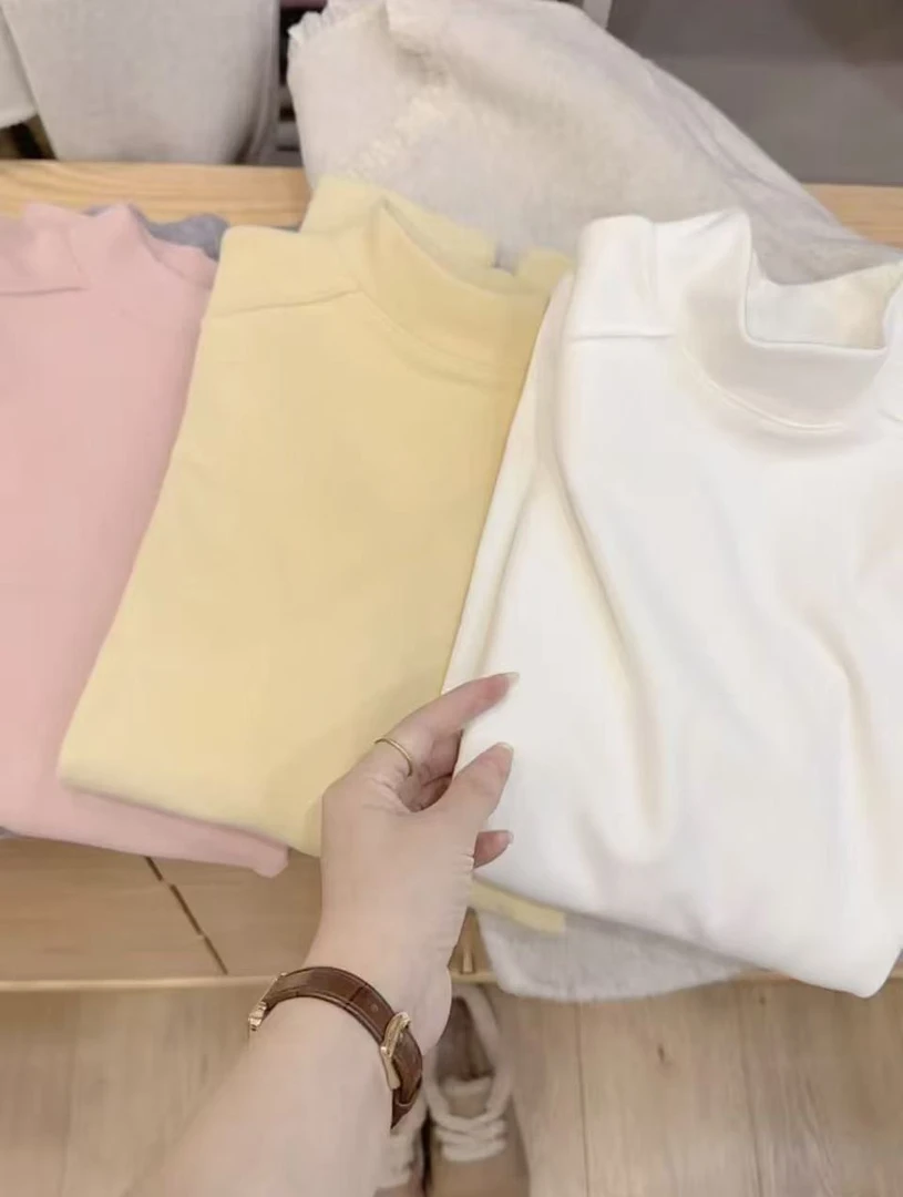 七言家升级版热可可  #慕斯绒插肩小立领保暖打底衫25新@