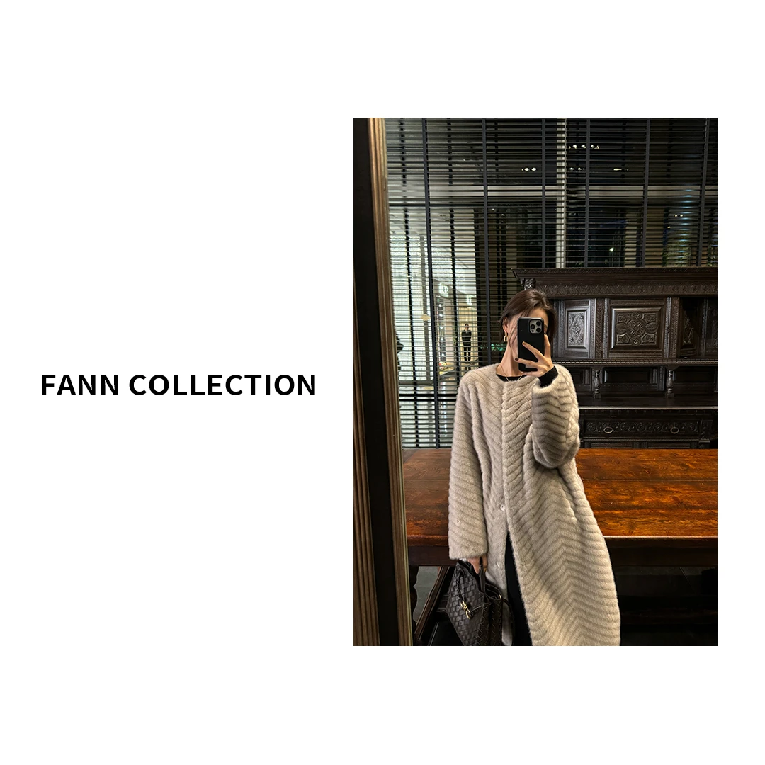 饭饭FANN COLLECTION 【蓝宝石】 高级感水波纹毛呢外套FANND050