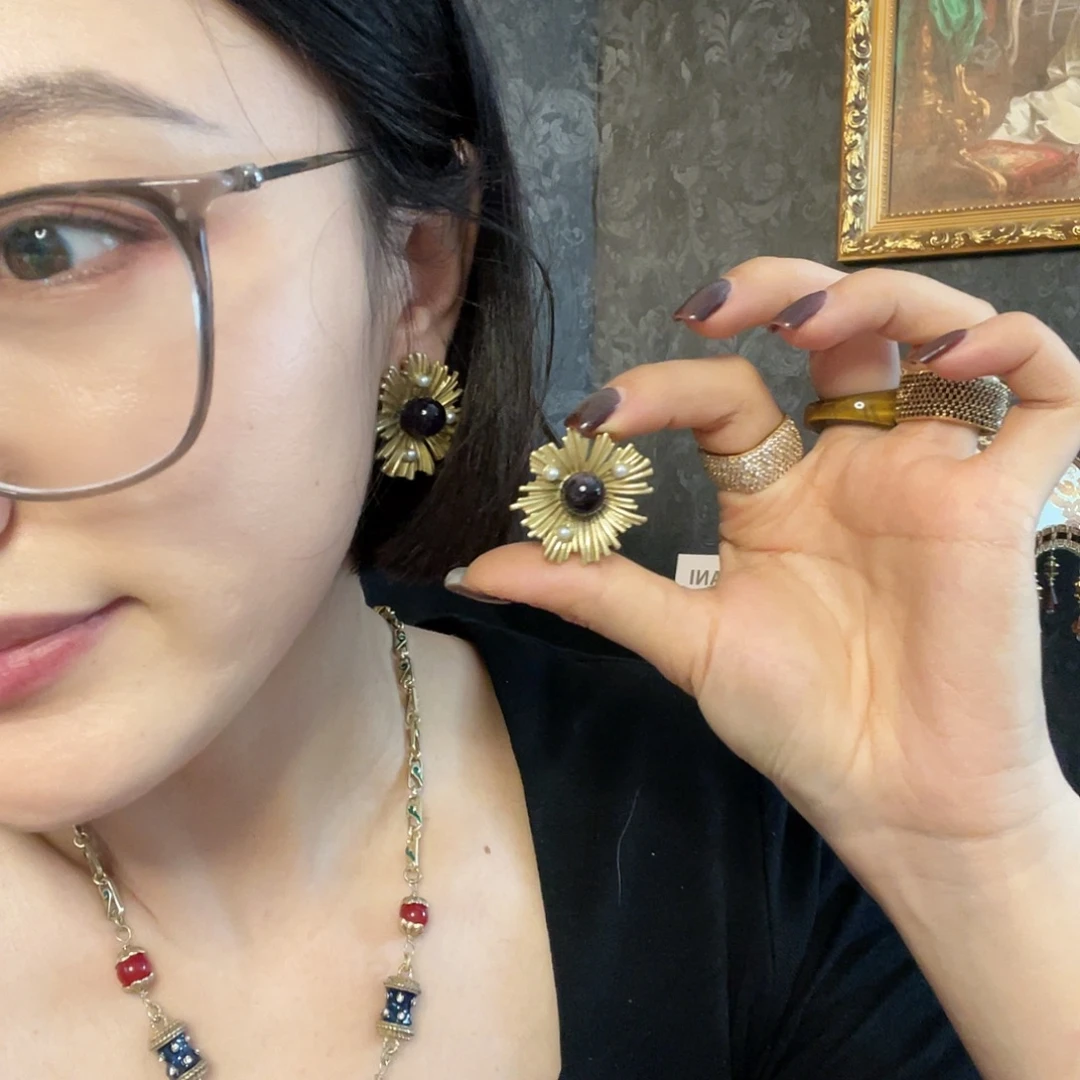 黄铜925银琉璃耳钉