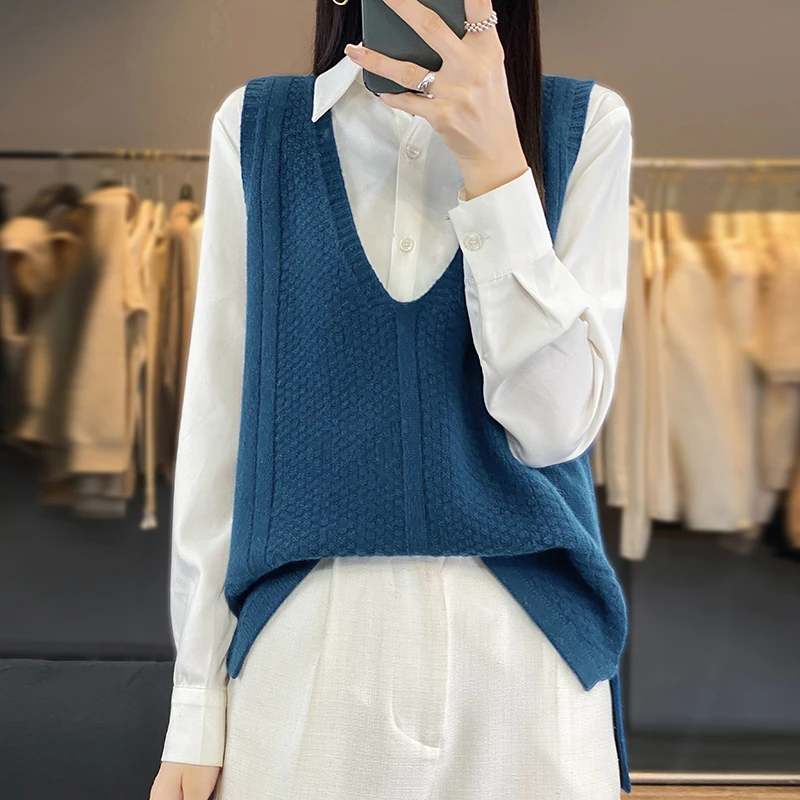 针织马甲背心女早秋洋气减龄外搭叠穿无袖坎肩小上衣