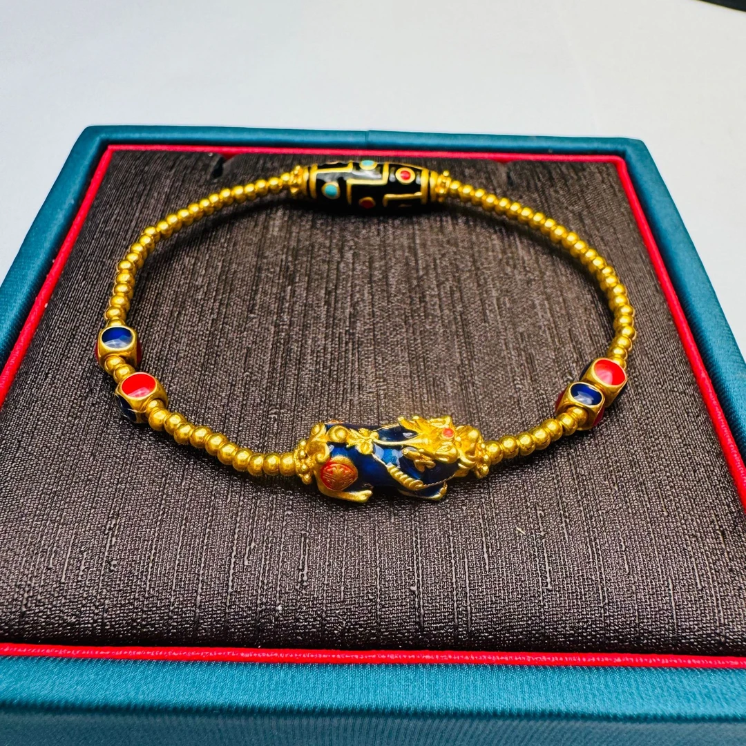 218#足金999  黄金珐琅彩貔貅九眼转运珠（卡2金珠74个）