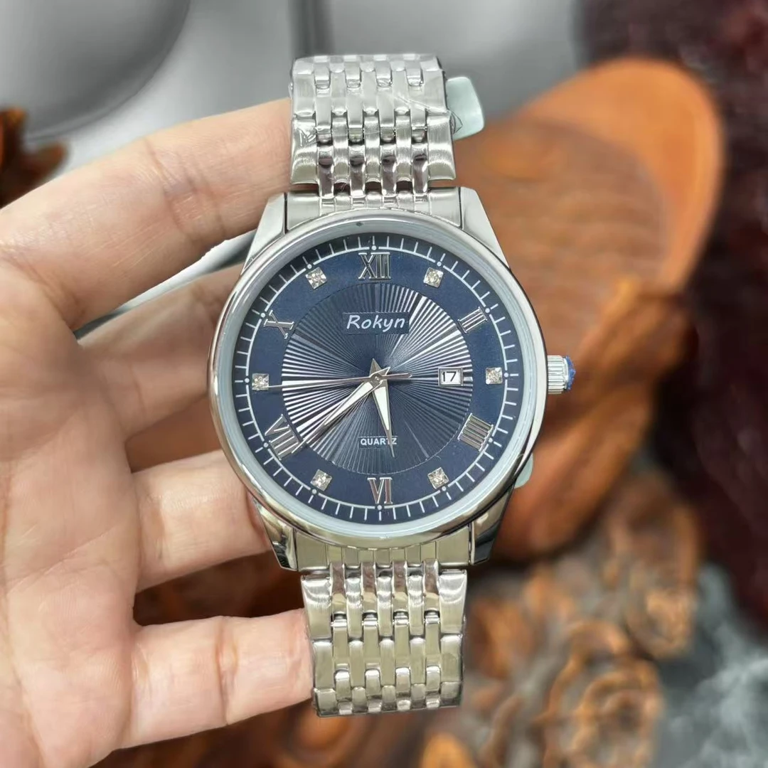 原装正品Tokyo 品牌男士手表个性蓝盘罗马数字镶嵌水钻高端腕表