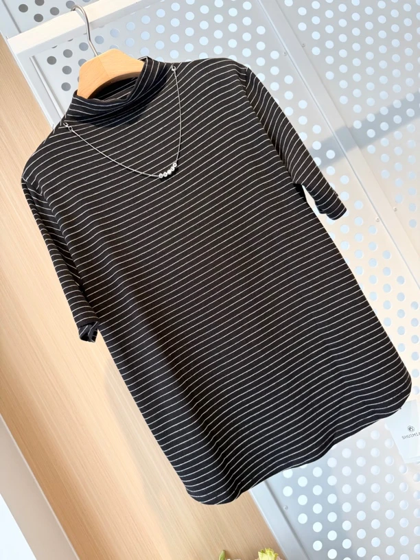 水淼25秋季新款T恤1330条纹修身显瘦