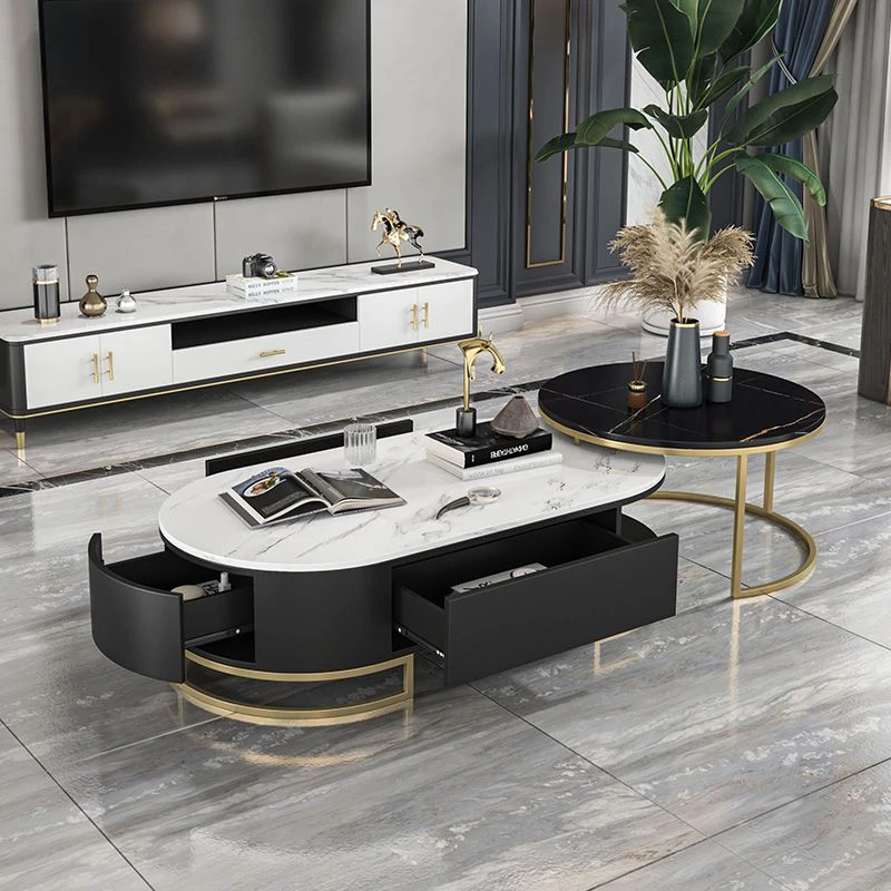 2025新款岩板茶几电视柜组合套装现代客厅茶几桌家用小户型大理石