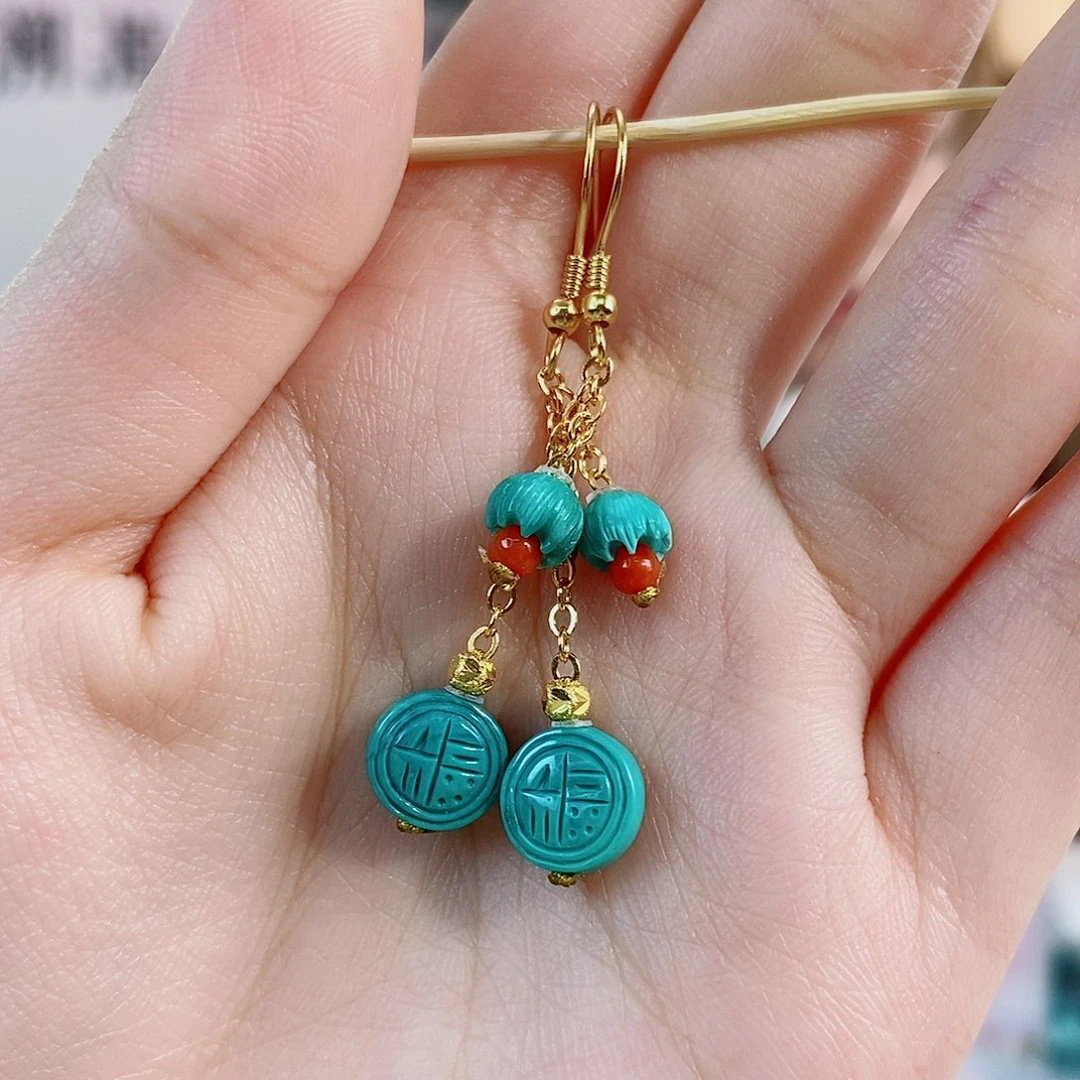 银S925镀金镶嵌绿松石珠宝奇石