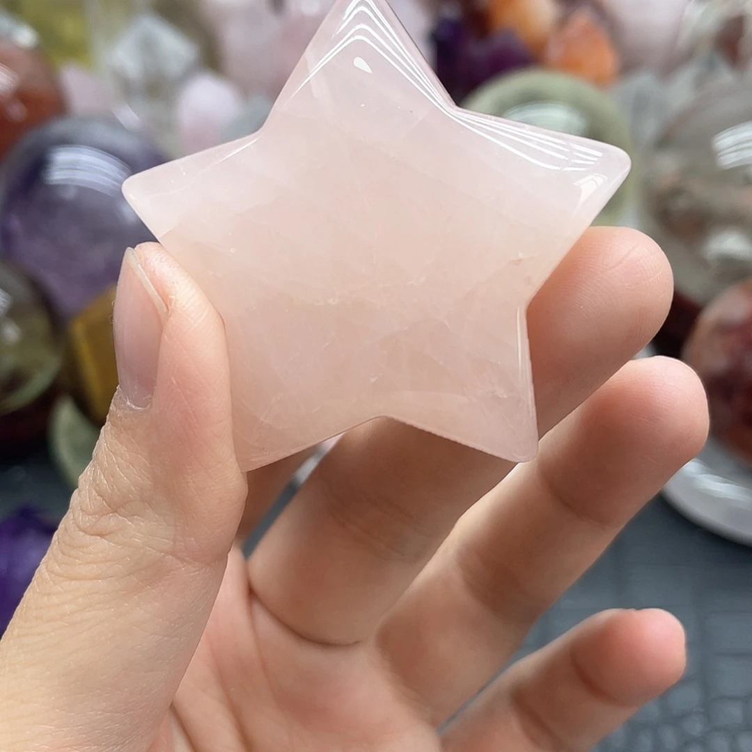 发晶未镶嵌珠宝半成品32粉晶五角星