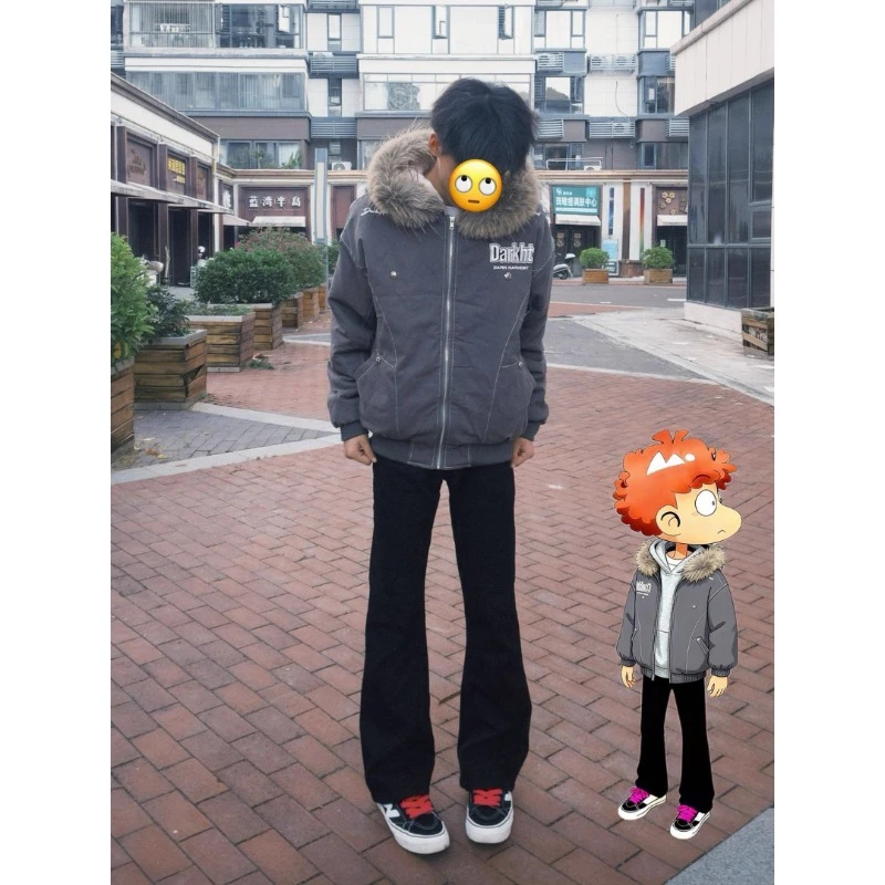 黑色柳叶弯刀加绒牛仔裤男秋冬季高街vibe窄版裤子修身显瘦微喇裤