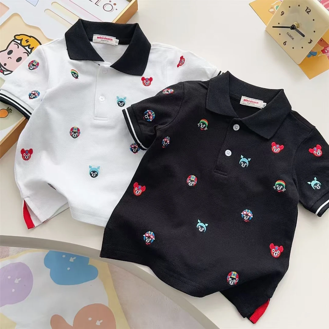 潮牌儿童短袖T恤衫 25夏新男女童洋气翻领polo衫上衣