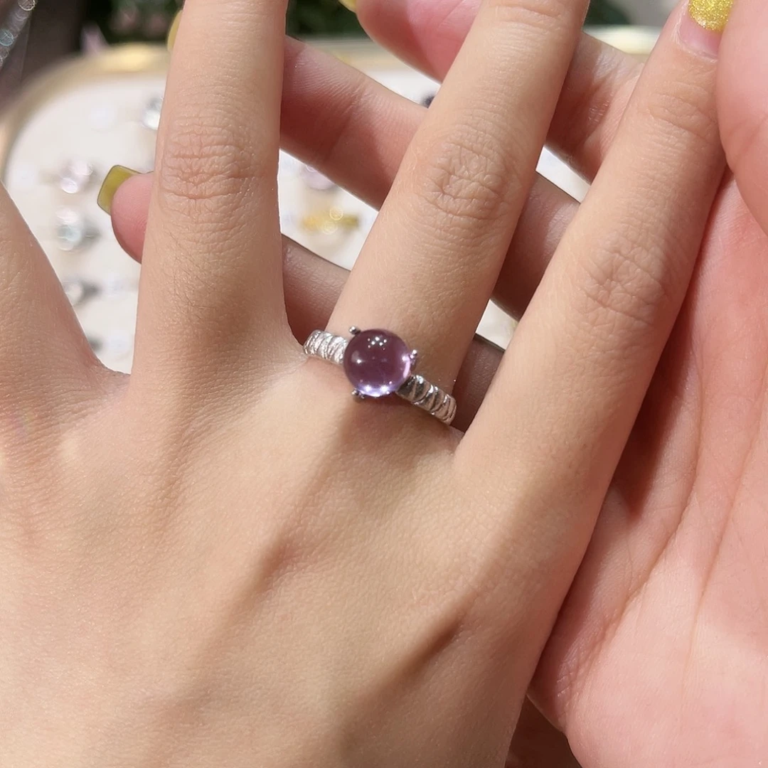 蛇纹石玉戒指银S925镶嵌