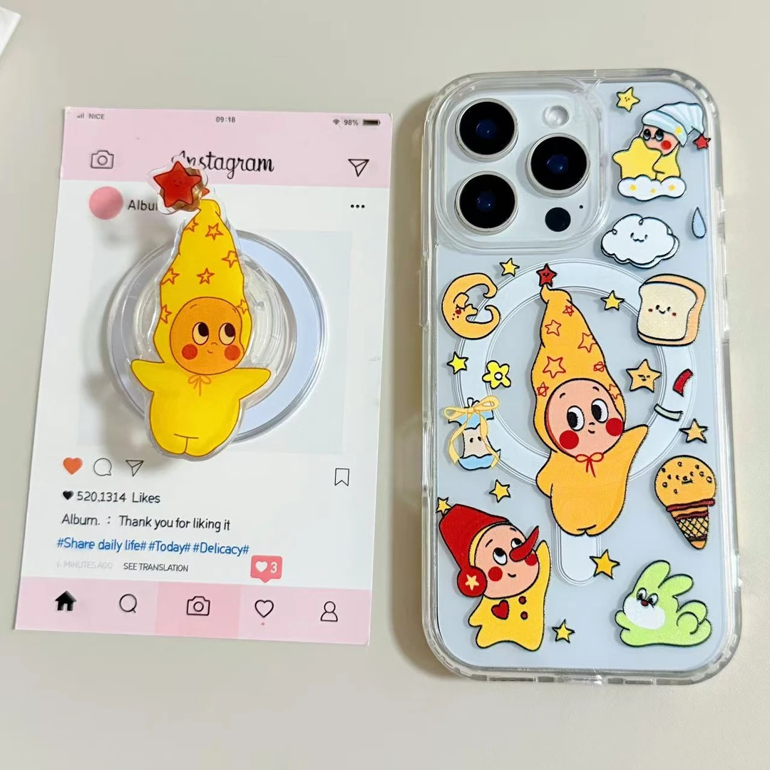 【亚克力磁吸】可爱星星人支架手机壳适用苹果17Pro可爱16/14防摔15