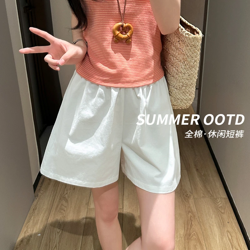 纯棉正版裤型休闲女2026年夏季新款阔腿显瘦高腰百搭休闲阔腿短裤
