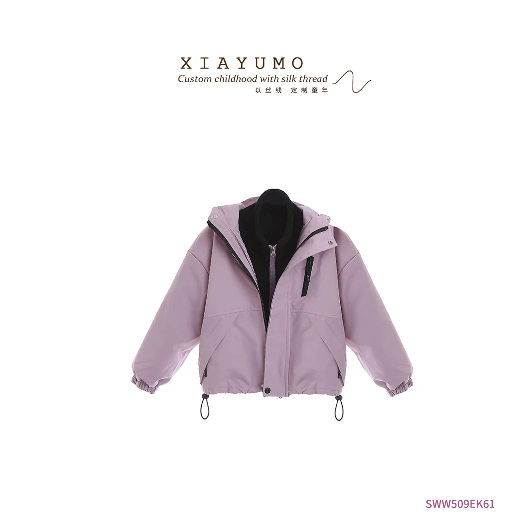 夏羽墨女童秋季新款紫色冲锋衣外套防风保暖时尚百搭宽松外套