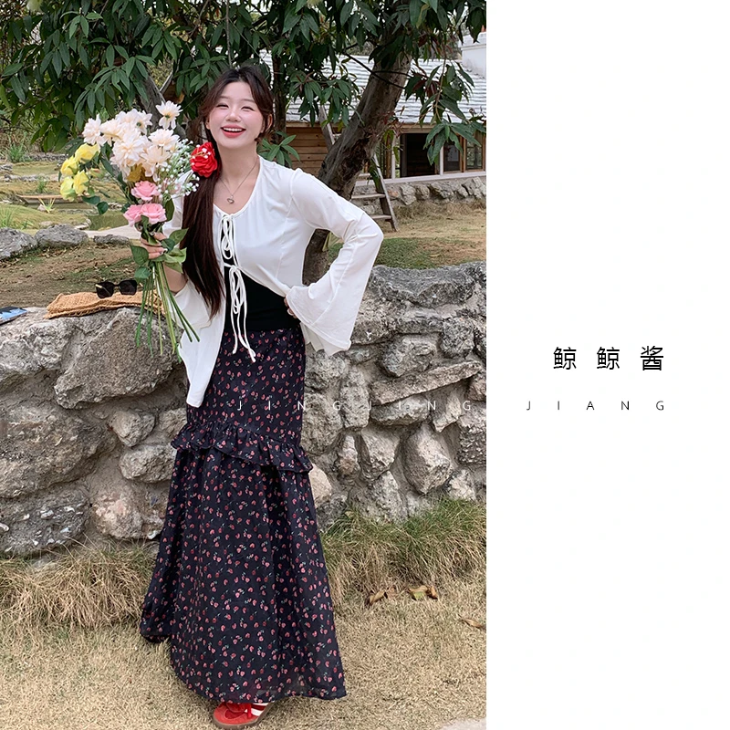 ZOZ鲸鲸酱【繁花落春】碎花气质时尚复古法式设计感百搭半裙